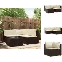 vidaXL 4-tlg. Garten-Lounge-Set mit Kissen Braun Poly Rattan - Gartensofas