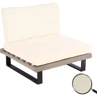 Mendler Lounge-Sessel HWC-H54, Garten-Sessel, Spun Poly Akazie Holz MVG- Aluminium grau, Polster cremeweiß