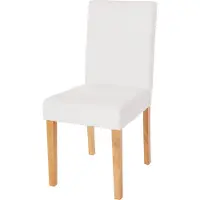 Mendler Esszimmerstuhl Littau, Küchenstuhl Stuhl, Kunstleder weiß matt, helle Beine