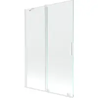 Mexen Velar 2-flügelige Badewannenabtrennung 120 x 150 cm, transparent, weiß - 896-120-000-01-20