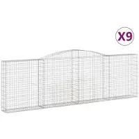 vidaXL Gabionen mit Hochbogen 9 Stk. 400x30x120/140cm Verzinktes Eisen
