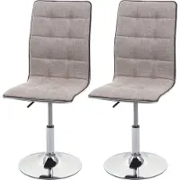 Mendler 2er-Set Esszimmerstuhl HWC-C41, Stuhl Küchenstuhl, höhenverstellbar drehbar, Stoff/Textil creme-grau