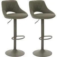 Mendler 2er-Set Barhocker HWC-N64, Barstuhl Tresenhocker, Fußablage drehbar, Kunstleder Metall grün