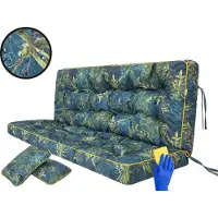 Hobbygarden Schaukelauflage POLA P14 für Gartenbank & Hollywoodschaukel 140 cm – 8–10 cm dick, inkl. 2 Kissen, wetterfest –
