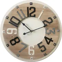 Rebecca Mobili Wanduhr aus Holz, braun, weiß und schwarz ø 50 cm