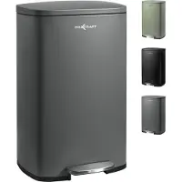 MAXCRAFT Mülleimer / Treteimer mit Soft Close Deckel - 50 Liter in Grau