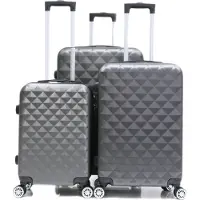 Cheffinger Reisekoffer Koffer 3 tlg Hartschale Trolley Set Kofferset Handgepäck Gepäck Reisetasche ABS-07 Silber