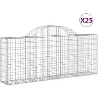 vidaXL Gabionen mit Hochbogen 25 Stk. 200x30x80/100cm Verzinktes Eisen