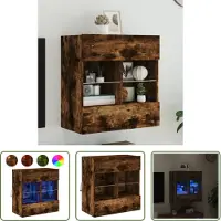 The Living Store TV-Wandschrank mit LED-Leuchten Räuchereiche 58,5x30x60,5 cm