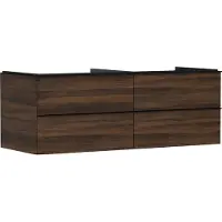 Hansgrohe Xelu Q Waschtischunterschrank, 1360x550, 4 Schubkästen, für Konsolen mit Aufsatzwaschtisch, ohne Siphonausschnitt, 54089670, Farbe: Möbel Nussbaum Dunkel/Griff Mattschwarz