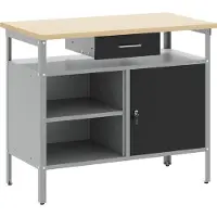 Syfax Werkbank mit Schubladen Schwarz und Grau 100 x 55 x 85 cm