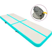 The Living Store Aufblasbare Gymnastikmatte mit Pumpe 400x100x15 cm PVC Grün