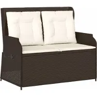 Syfax Gartenbank Verstellbar mit Kissen Braun Poly Rattan