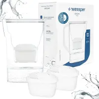 Wessper D3 Slim AquaMax Wasserfilterkanne 2,7L Weiß – inkl. 3 AquaMax Standard Filterkartuschen