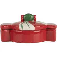 Clayre & Eef Vorratsglas 14x10x8 cm Rot Weiß Keramik