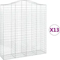 vidaXL Gabionen mit Hochbogen 13Stk. 200x50x220/240cm Verzinktes Eisen