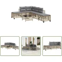 The Living Store 3-tlg. Garten-Ecksofa-Set mit Kissen Beige Poly Rattan