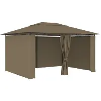 Syfax Gartenzelt mit Vorhängen 4x3 m Taupe 180 g/m²