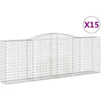 vidaXL Gabionen mit Hochbogen 15 Stk 400x50x140/160cm Verzinktes Eisen