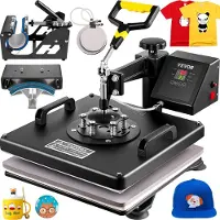 OEM VEVOR Heizpresse 8 in 1 Heizpresse Maschine 38x38cm Wärmeübertragungsmaschine 15x15 Zoll T-Shirt Presse Multifunktionale Sublimationsmaschine für T-Shirt Tasse Hut Plattenübertragung, 5 in 1, Metall-a