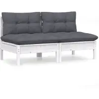 Syfax 2-Sitzer-Gartensofa mit Anthrazit Kissen Massivholz Kiefer