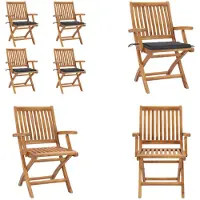 vidaXL Klappbare Gartenstühle mit Kissen 4 Stk. Massivholz Teak - Gartenstuhl - Gartenstühle - Holzstuhl - Holzstühle