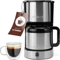 Bomann Kaffeemaschine mit Thermoskanne für 8–10 Tassen Kaffee (ca. 1,2L) | Filterkaffeemaschine Edelstahl | doppelwandige Thermoskanne | kein Temperaturverlust | 800W | KA 6066 CB