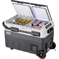 Vevor Tragbarer Autokühlschrank, 12-Volt-Autokühlschrank, 50L tragbarer Dual-Zone-Gefrierschrank, einstellbare Temperatur, Kompressorkühler für Zuhause, Outdoor, Camping, Wohnmobil, Auto