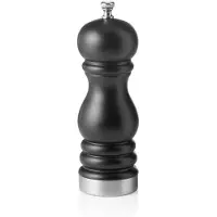 WAS Germany Pfeffermühle schwarz matt Zierring, 15 cm, Gummibaumholz, Classic Mill Trim