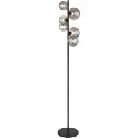 Globo Stehleuchte Riha, Höhe 155 cm, schwarz/rauchfarben, 6-flg.