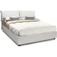Talamo Italia Doppelbett Fatima, Containerbett mit Kunstlederbezug, 100% Italy, Frontöffnung, mit Matratze Cm 140x200 enthalten, Weiß