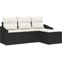 Syfax Sofa Set 4 stk. Schwarz und Creme Poly-Rattan