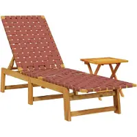 Syfax Sonnenliege mit Tisch Rot Massivholz Akazie und Stoff