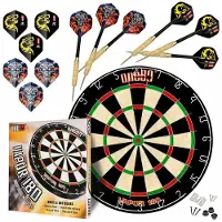 Cofi1453® Professional perfection Dartscheibe mit Pfeilen, Profi Steeldartscheibe aus Sisal, Dartscheibe Steeldart Dartscheibe Set