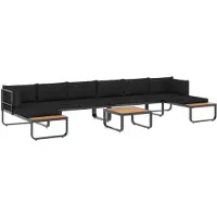 Syfax 5-tlg. Garten-Ecksofa-Set mit Auflagen Aluminium und WPC
