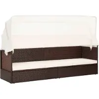 Syfax Gartensofa mit Sonnendach Poly Rattan Braun