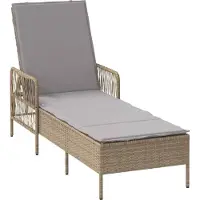Syfax Sonnenliege Poly-Rattan Beige und Hellgrau