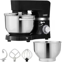 Arebos Küchenmaschine 1500 W Schwarz | 2 Edelstahl-Rührschüsseln 4,5 & 5,5 L | Geräuscharm