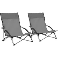 Syfax Klappbare Strandstühle 2 Stk. Grau Stoff