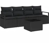 Syfax Sofa Set 5 stk. 4-Sitzanzahl Schwarz Poly-Rattan