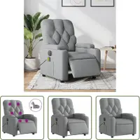 The Living Store Massagesessel Elektrisch Hellgrau Stoff