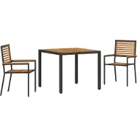 Syfax Garten Essgruppe 3 stk. Schwarz und Braun Poly-Rattan