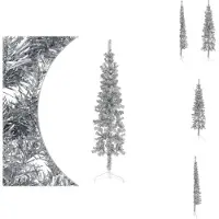 vidaXL Künstlicher Halb-Weihnachtsbaum Ständer Schlank Silbern 120 cm - Weihnachtsbäume