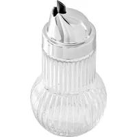 Fackelmann Allesgießer RUBIN, Milchgießer aus Glas, Ölspender für tropffreies Ausgießen (Farbe: Silber/Transparent)