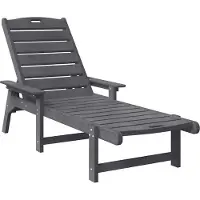 Syfax Sonnenliege Hellgrau HDPE 195,5x53x98,5 cm mit verstellbarer Rückenlehne