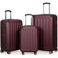 Hauptstadtkoffer - Spree - Kofferset 3tlg Hartschalenkoffer Reisekoffer mit Erweiterung Trolley-Set, TSA, 4 Rollen, S M & L,Dunkelrot