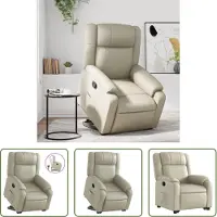 The Living Store Relaxsessel mit Aufstehhilfe Creme Kunstleder