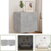 The Living Store TV-Wandschränke mit LED-Leuchten 2 Stk. Betongrau 40,5x35x40 cm