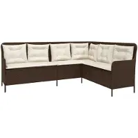 Syfax Gartensofa in L-Form mit Kissen Braun Poly Rattan