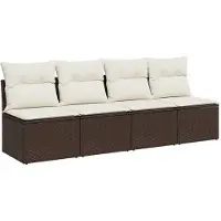 Syfax Gartensofa mit Kissen 4-Sitzer Braun Poly Rattan